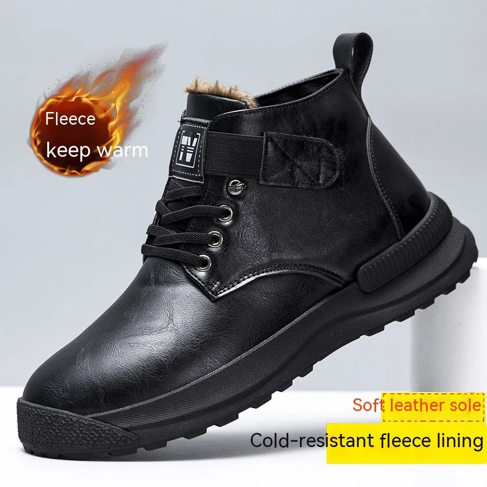 Martin Boots men's high-top platform ankle boots with velvet-effect artificial PU upper and rubber sole