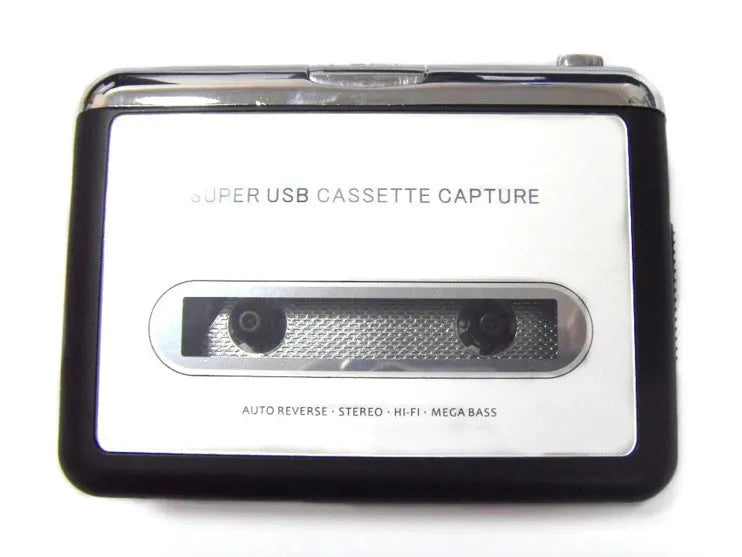 Cassette to MP3 converter unit with USB cable for converting tape audio to digital files