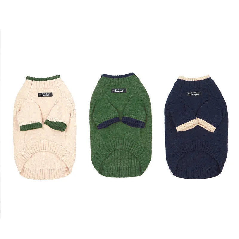 Wool pet sweater with two legs design in Crown Blue colour on dog
