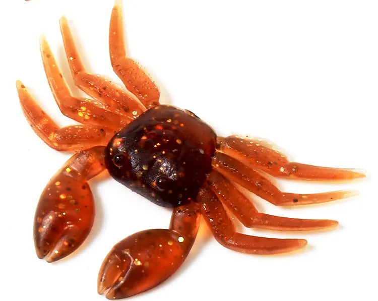 8cm PVC artificial crab fishing lure in red and brown colour variations