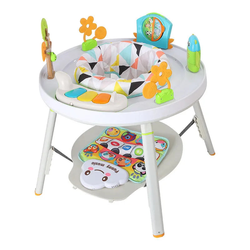 Baby jumping chair with three-in-one bouncing, gymnastic rack, and training functions in duck or lion theme