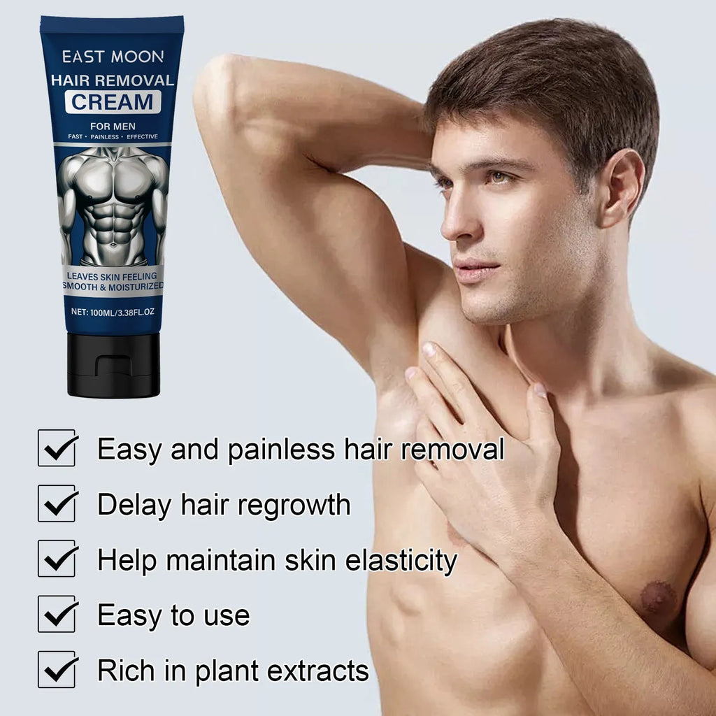 Men's hair removal cream tube for beard armpit hand leg depilation with mild formula 100ml