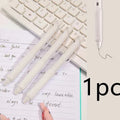 Macaron series press gel pen with 0.5mm tip in smoked brown, white, or powder colour.