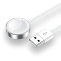 White ABS and stainless steel Apple Watch wireless charger with 1m cable and USB port