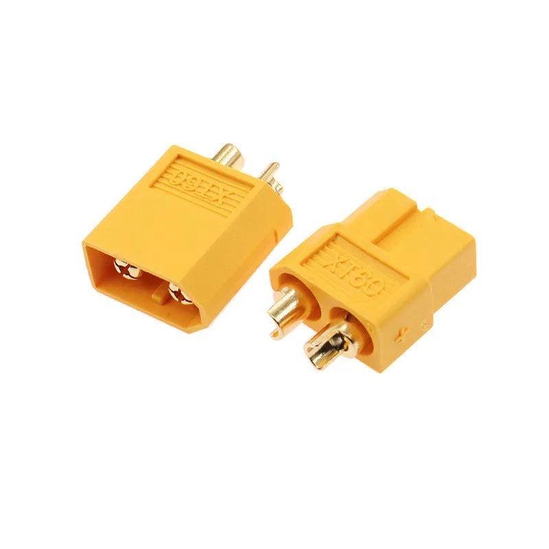 Yellow XT60 male to female extension cable 10cm 16-12AWG with welding connectors