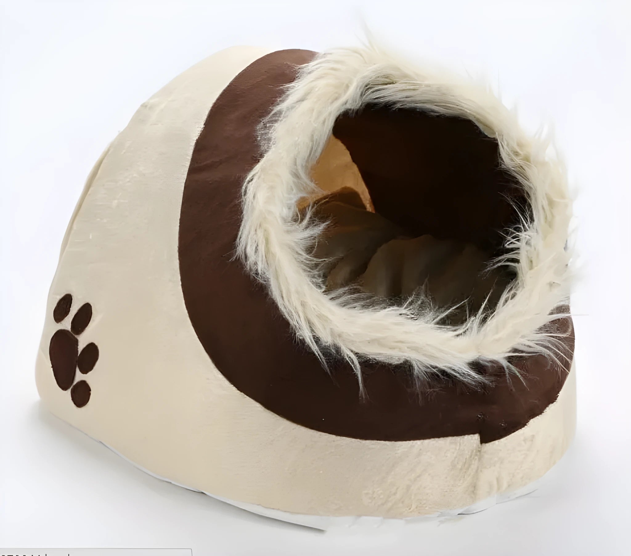 Cloth pet bed in khaki colour measuring 40 by 35 by 35 centimetres for small pets