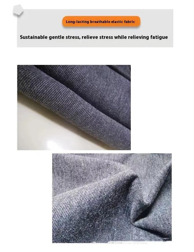 Heather Grey dog anxiety pressure vest made of brocade cotton ponte-de-roma on a medium-sized dog