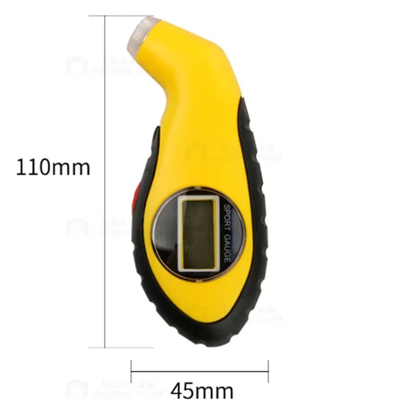 Digital tyre air pressure gauge with ABS body and rubber grip for car and motorcycle use