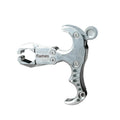 Zinc alloy archery release aid component with a two-axis harpoon clip isolated on a white background.