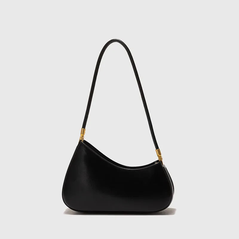 Retro oval women's underarm bag in PU leather with single shoulder strap and internal zipper compartment