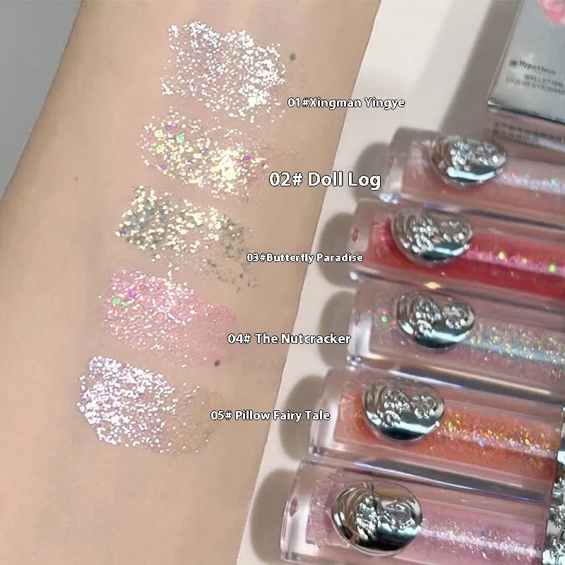 Ballet Liquid Eye Shadow showing five shimmery shades with applicator for girl and student makeup styles