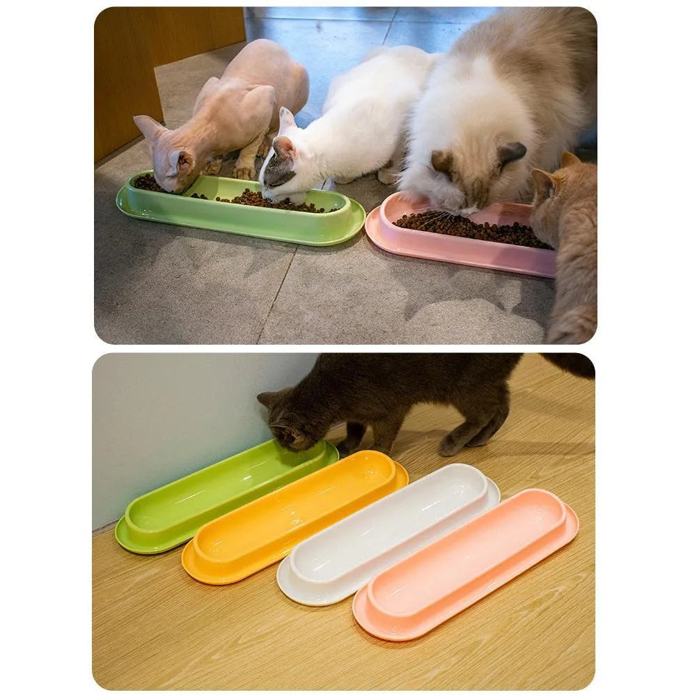 Green partitioned pet feeder bowl with four sections for dog or cat dry food.
