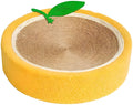 Yellow round fruit-shaped sisal cat scratching board and bed for small cats