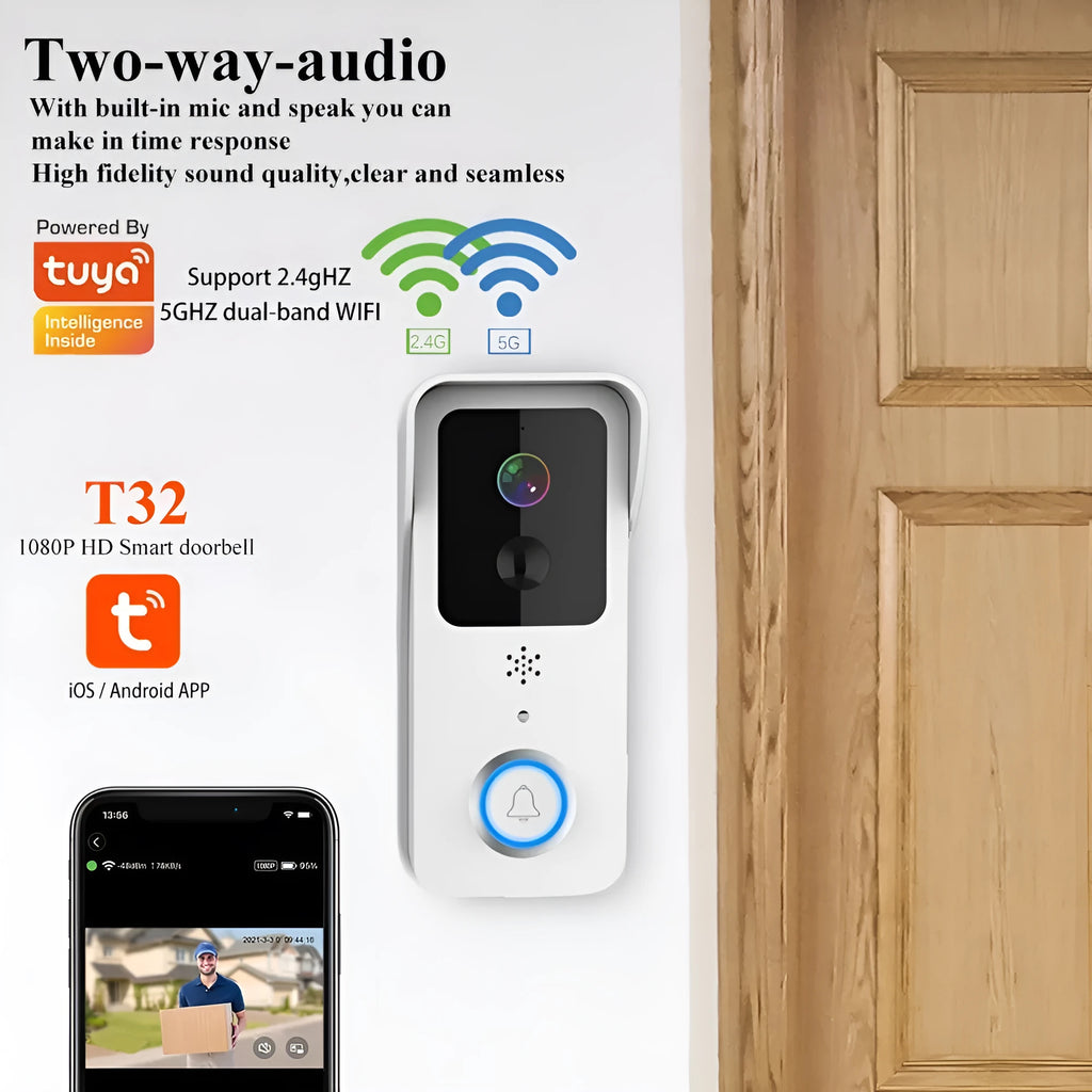 Smart home visual doorbell intercom with HD camera and wireless design