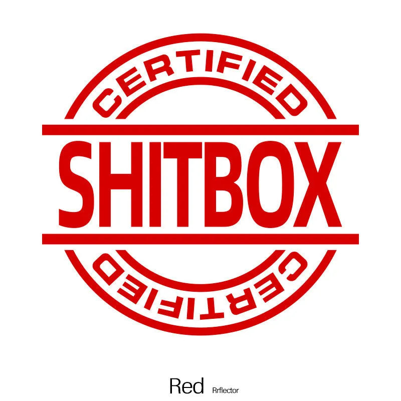 13x12cm rectangular vinyl car sticker shown in various colours on a vehicle door.