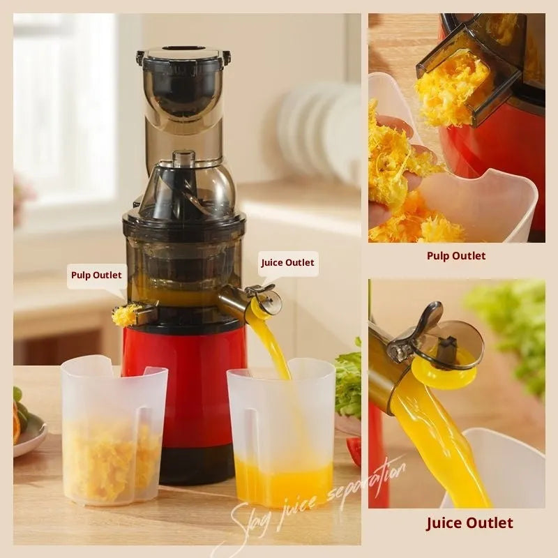 High-power household juice extractor with vertical screw rod, small caliber, slag juice separation, and included juice cup