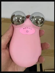 Pink and white micro current facial lifting device with compact handheld design