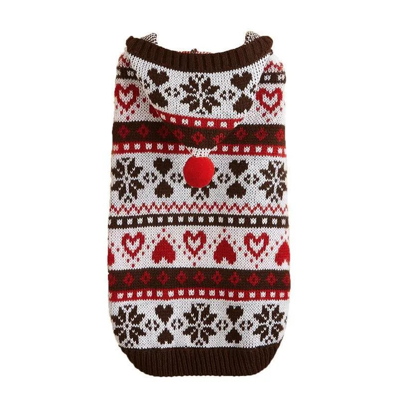 Striped camouflage dog sweater with snowflake pattern in acrylic knit for small dogs