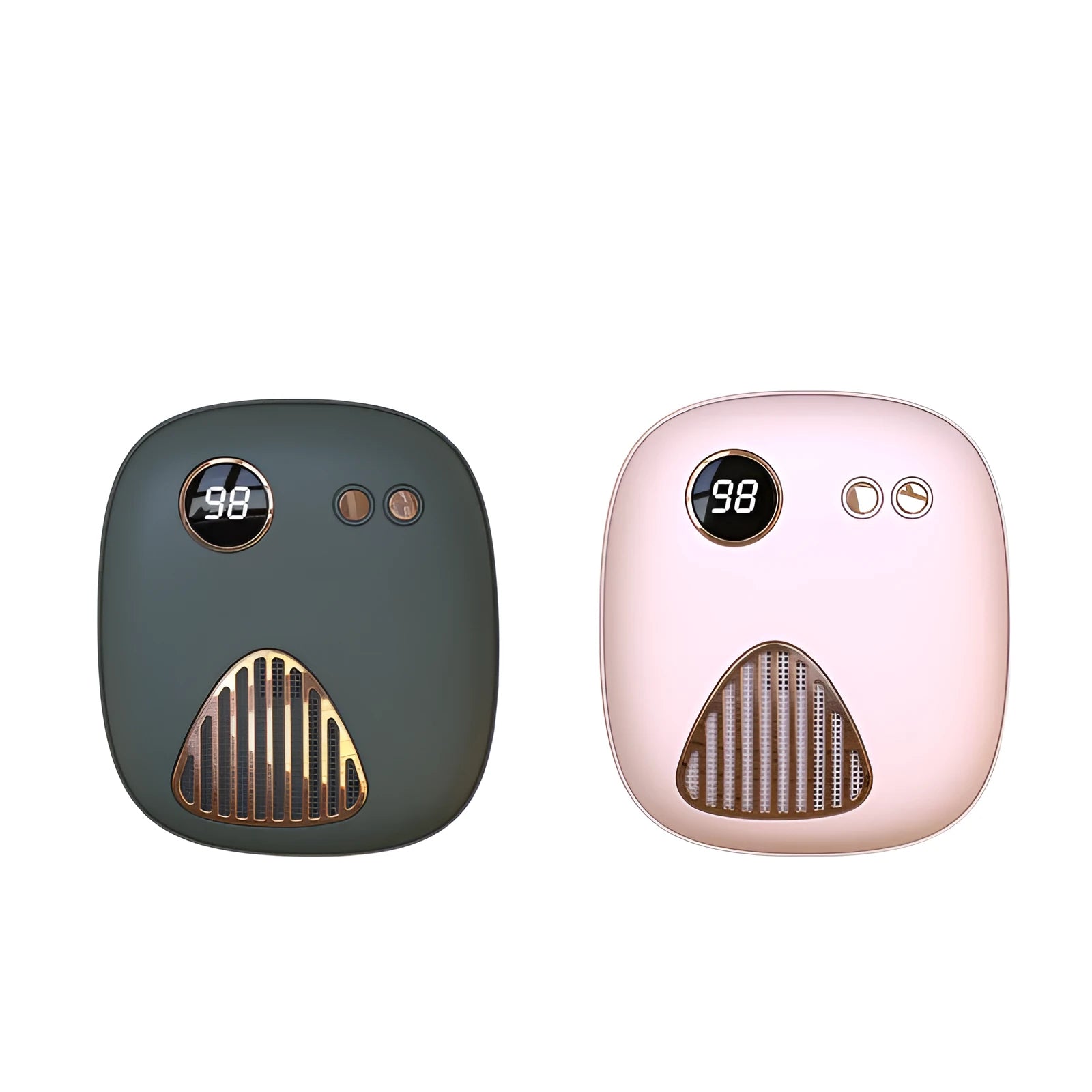 Mini hand warmer in green with USB charging port and modern simple design, 5000mAh capacity