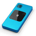 Black mobile power bank with LCD display showing battery percentage, alloy casing