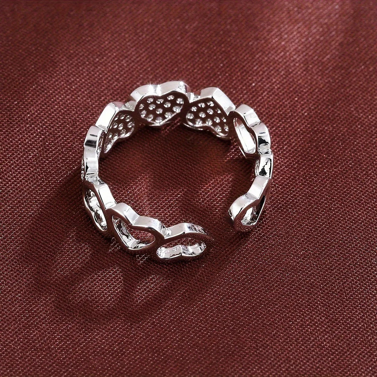 Adjustable opening couples ring with love heart geometry design in gold colour