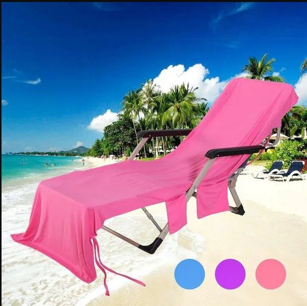 Beach chair cover 215x75cm microfiber fleece in blue for sun lounger