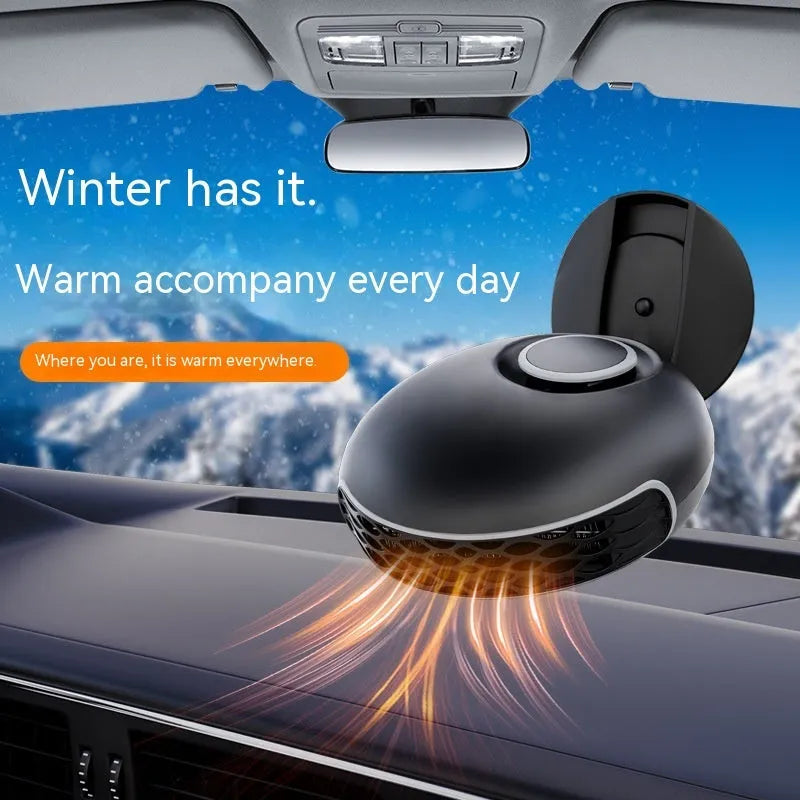 Black car warm air blower heater with power cord for vehicle defrosting