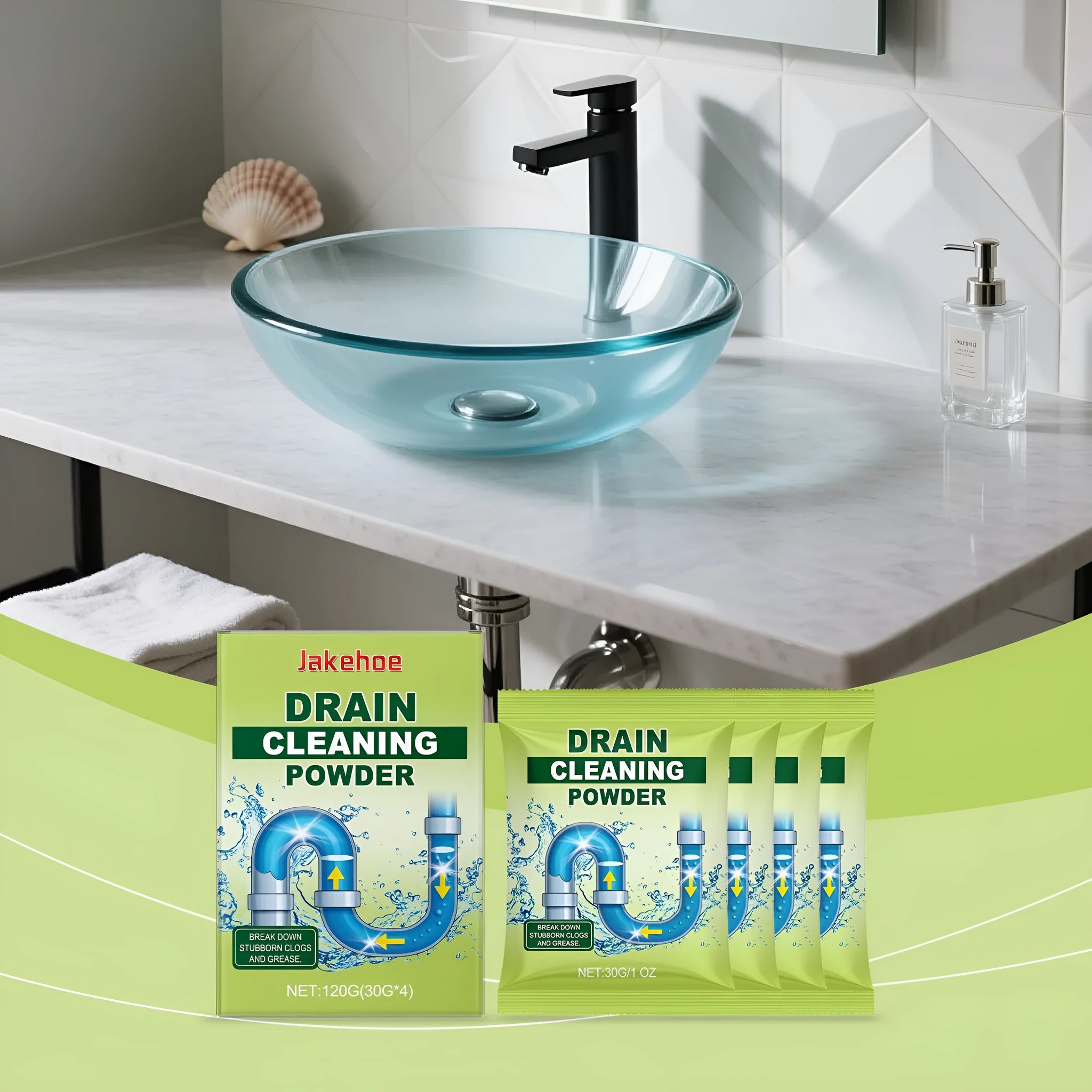 120g drain cleaning powder with sodium hydroxide formula for blocked sinks and pipes