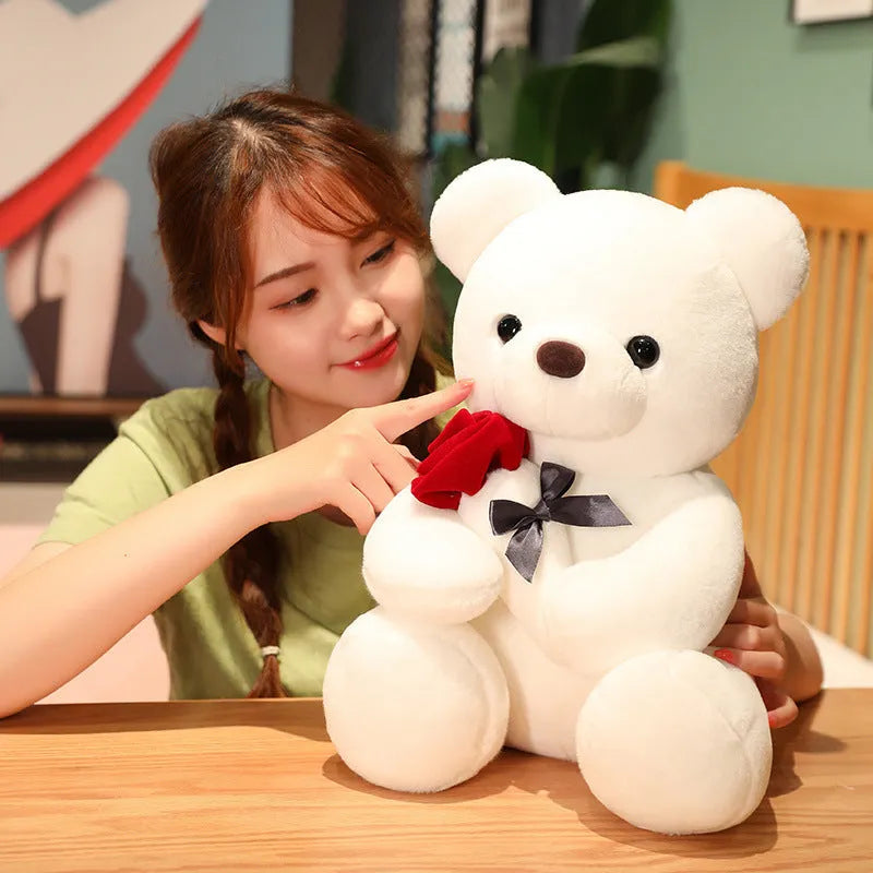 Brown teddy bear plush pillow doll with PP cotton filling and short plush exterior