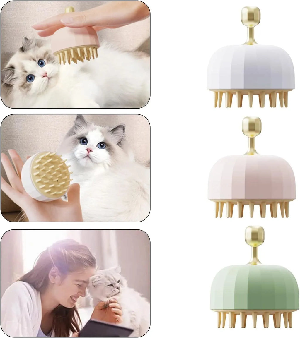 Green pink white pet bath massage brush with drainage holes for dogs and cats grooming
