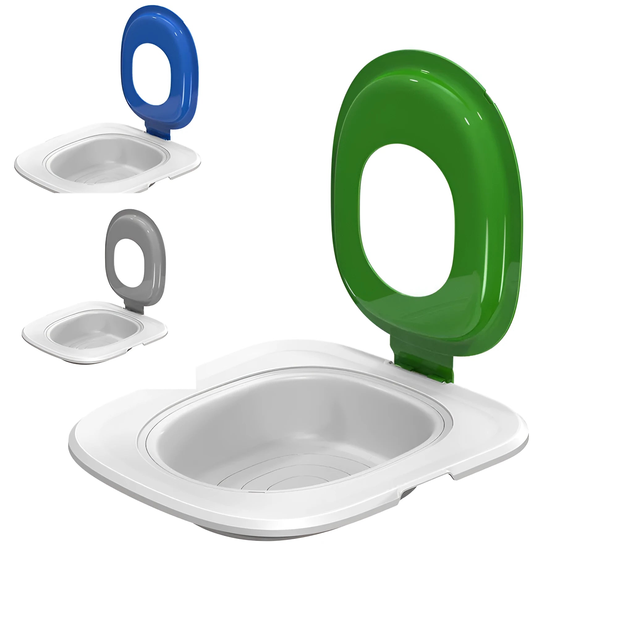 Fifth generation cat toilet training tray with integrated mat in blue, grey or green ABS plastic