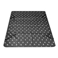 Water resistant cloth car pet mat for the rear seat, shown in a grey dog footprint print design.