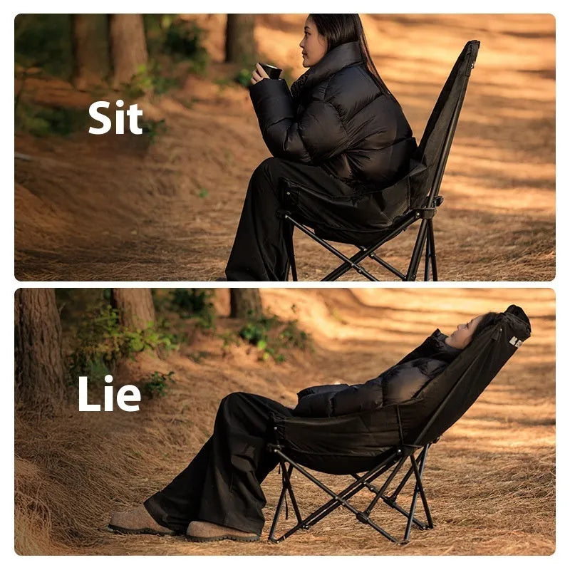 Night black Oxford cloth portable folding chair in moon style for outdoor seating