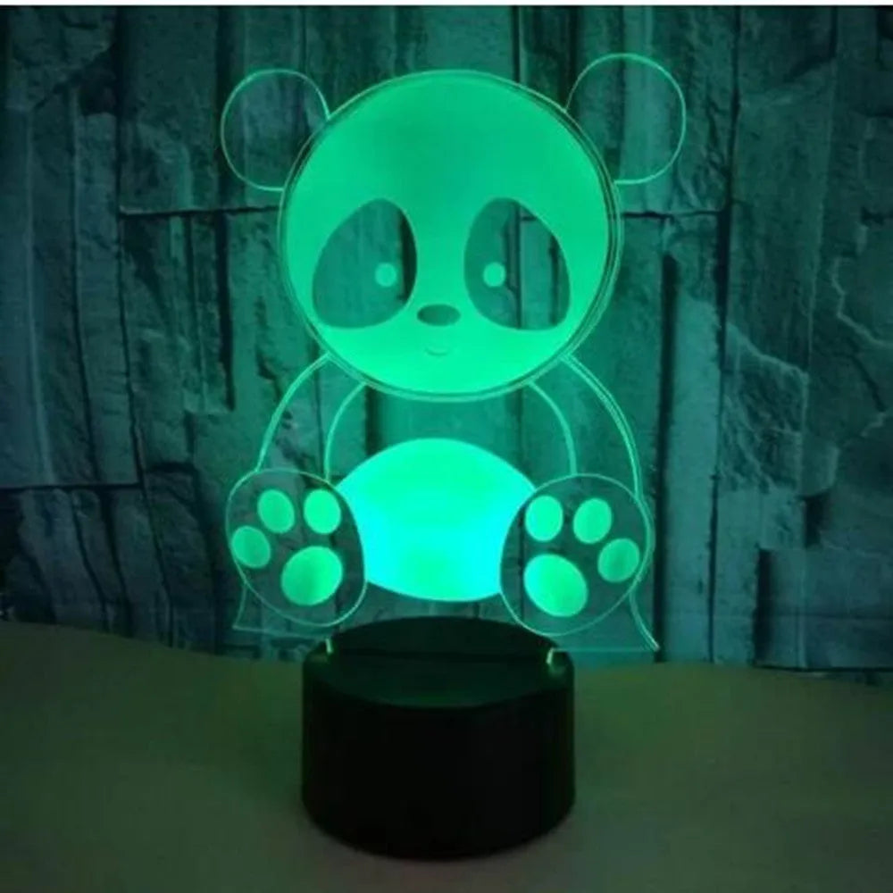 Panda night light with seven colour changing modes and remote control on ABS base
