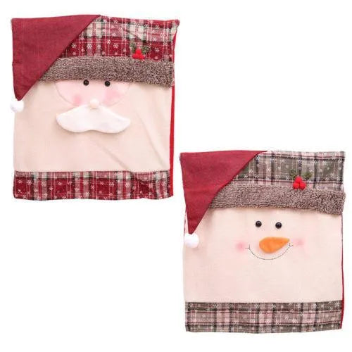 Christmas chair covers set with Santa Claus and Snowman designs for dining chairs measuring 51 by 48 centimetres