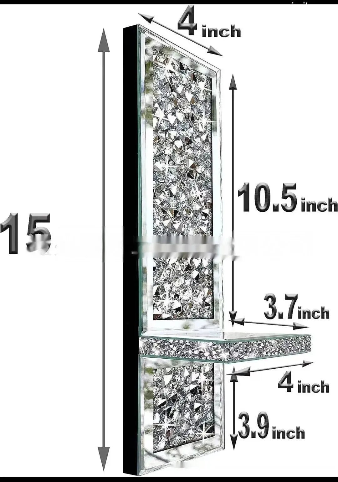 Pair of silver mirror glass candlestick holders for wall mounting, 38cm tall.