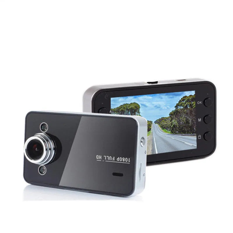 K6000 black hidden car driving recorder with 140 degree front lens mounted behind rearview mirror
