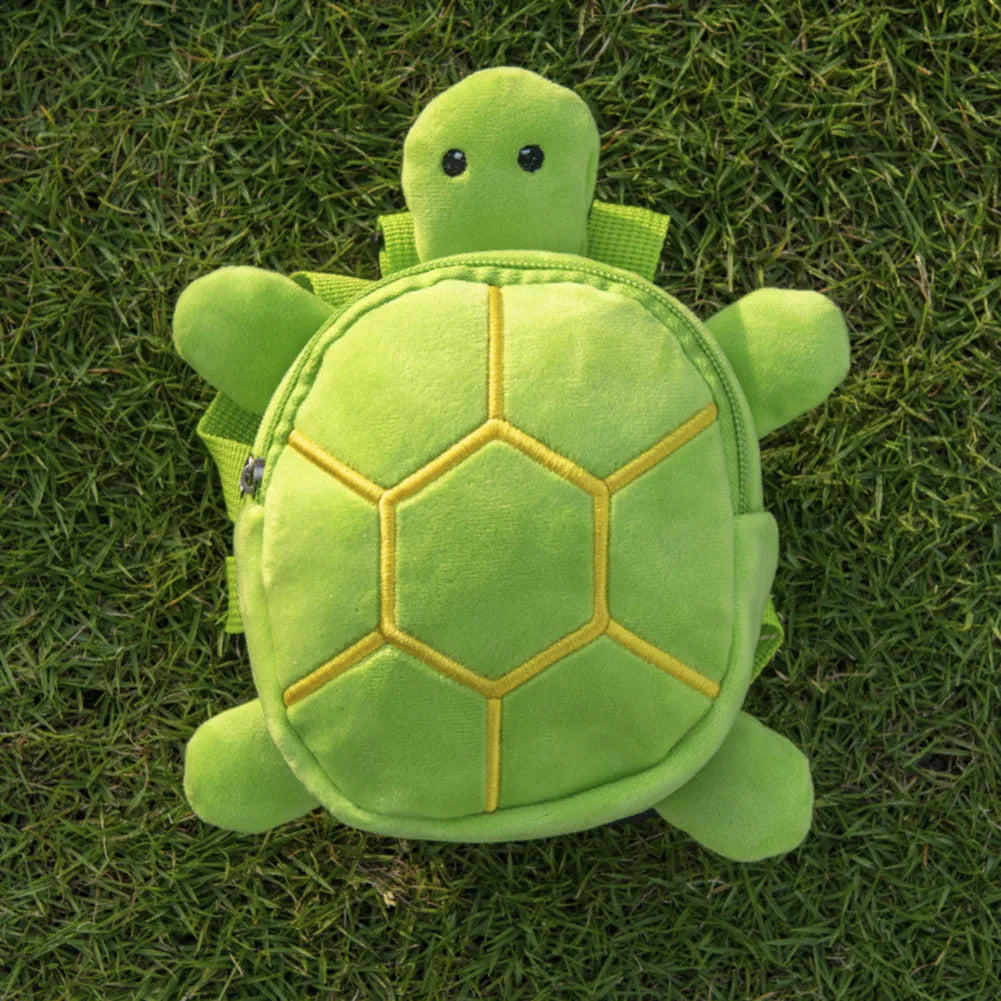 Cartoon turtle shape dog backpack vest with integrated harness in velvet material