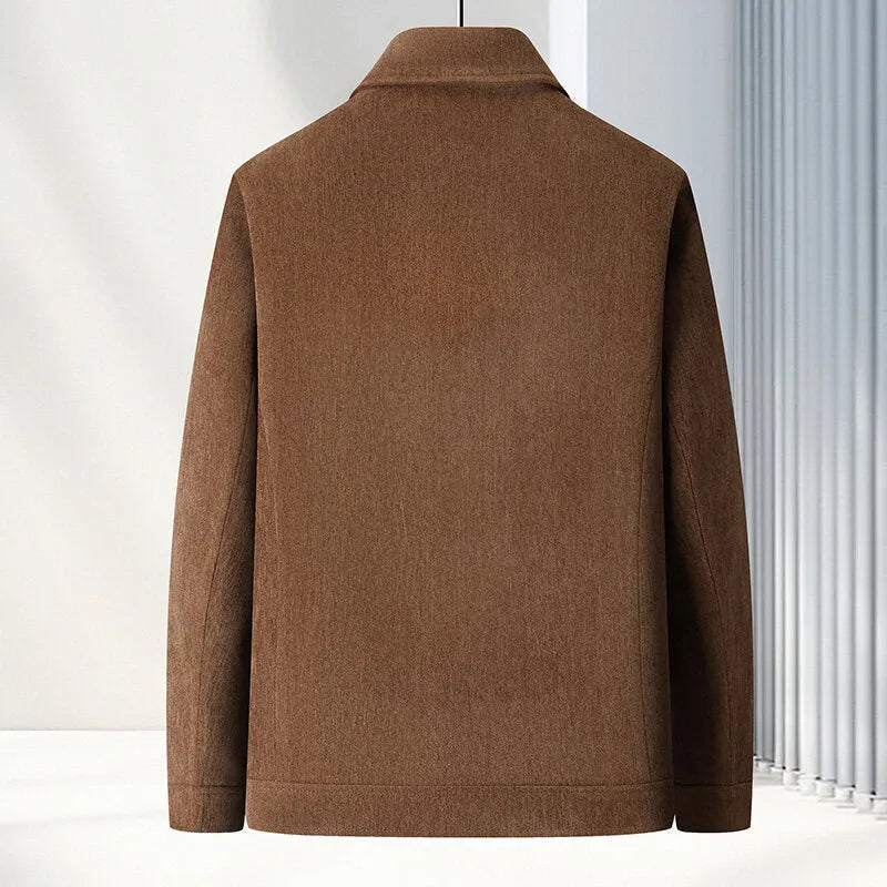 Men's slim fit lapel casual coat in Vinylon fabric, shown in dark blue colour.