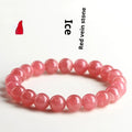 Women's red rhodochrosite crystal bracelet with geometric beads and longevity lock clasp