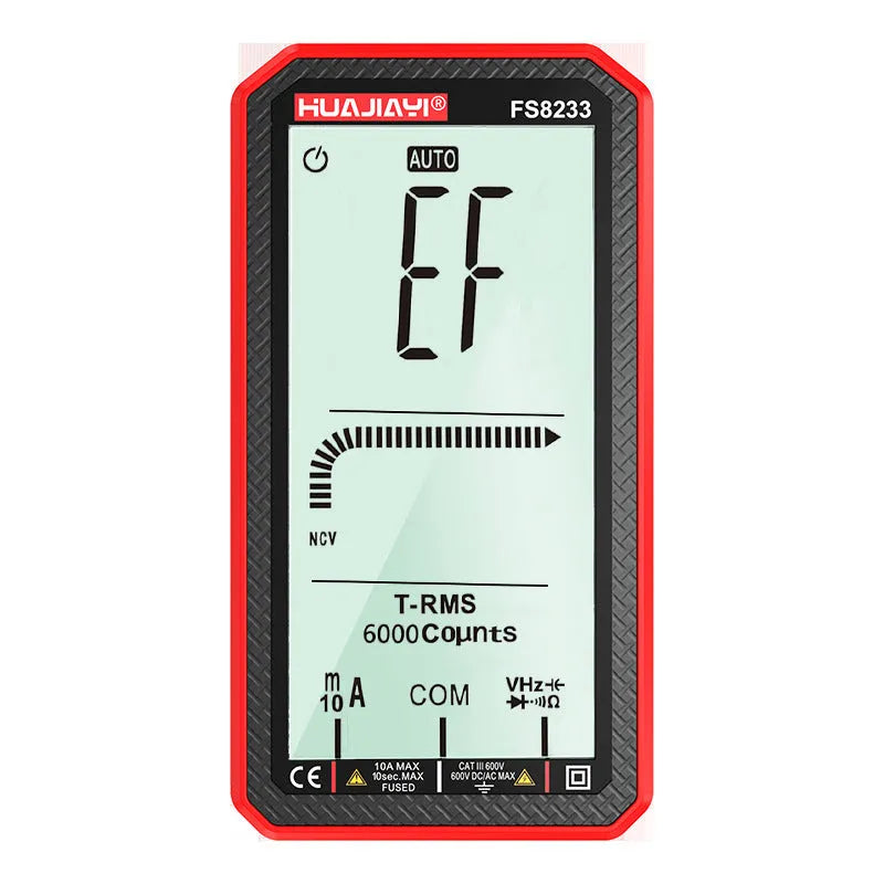 Large screen digital multimeter in black with automatic ranging and high precision display