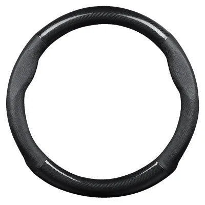 Universal 38cm leather carbon fiber steering wheel cover in mirror black with hole option