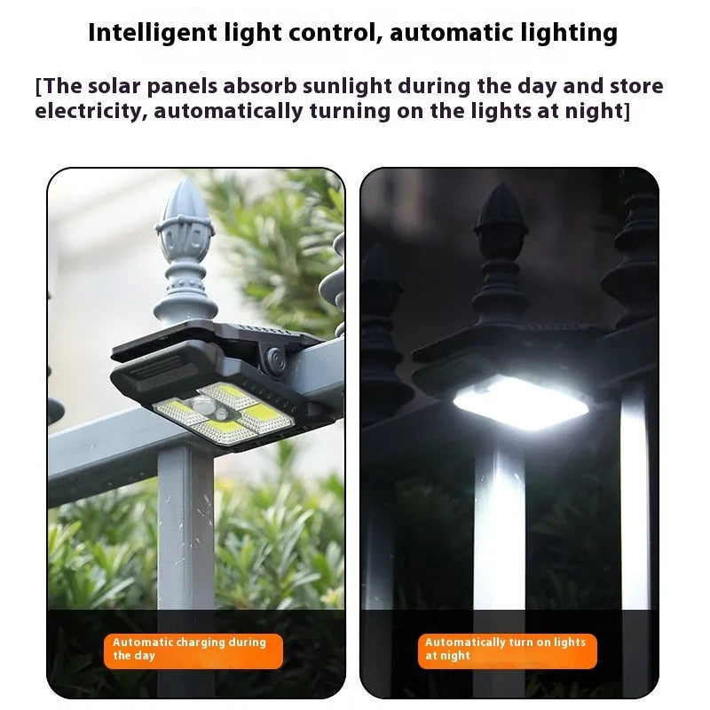 White clip lamp with motion sensor showing dimensions 11.2x7.6cm