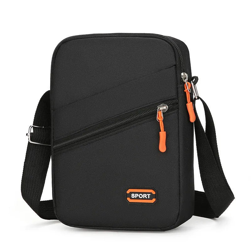 Ultra light Oxford cloth crossbody commuter bag in black, navy blue, or silver grey.