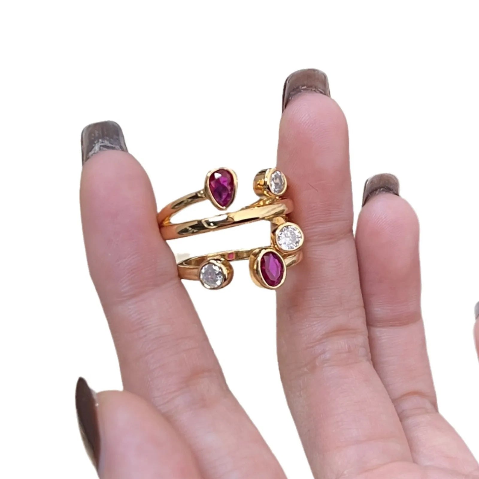 Irregular cross double-headed diamond ring in two-tone colours