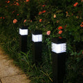 Solar-powered lawn ground lamp with cuboid design measuring 60 x 390 mm