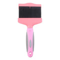 Double-sided pet brush with stainless steel bristles and ergonomic blue handle