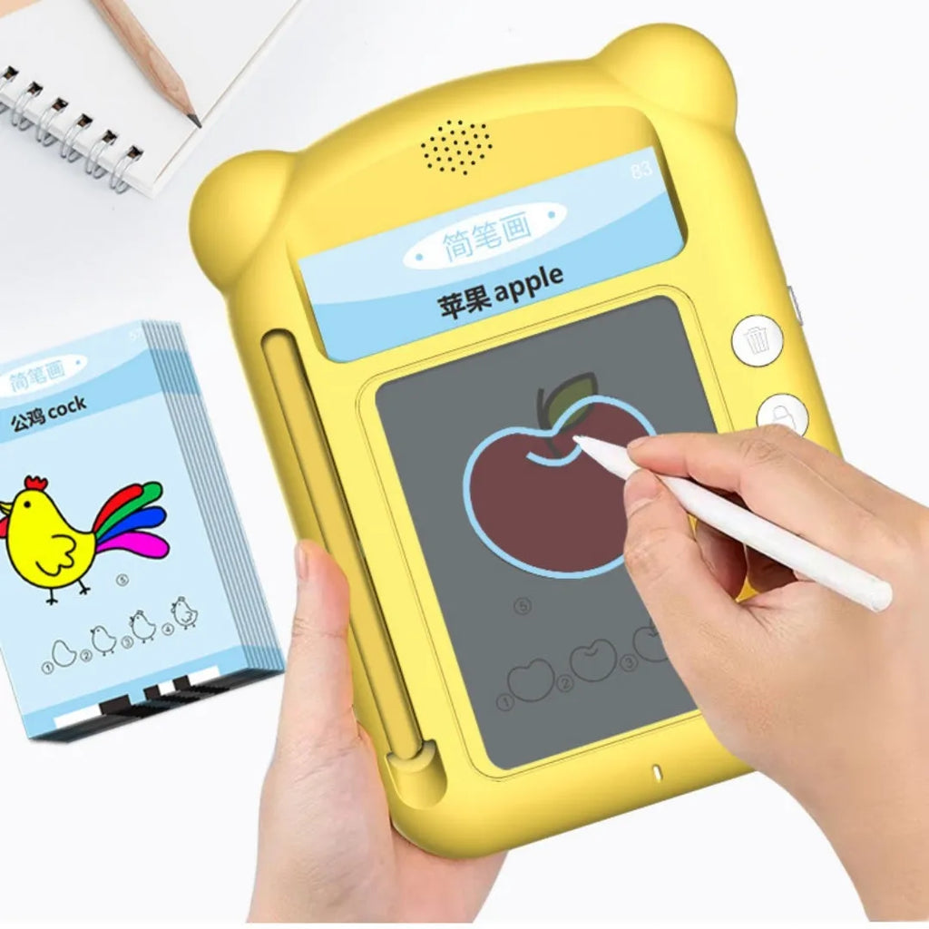 Yellow ABS plastic bilingual early learning machine with educational cards for toddlers