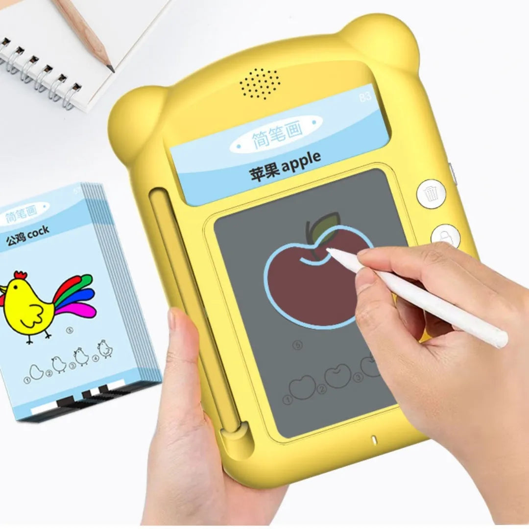 Yellow ABS plastic bilingual early learning machine with educational cards for toddlers