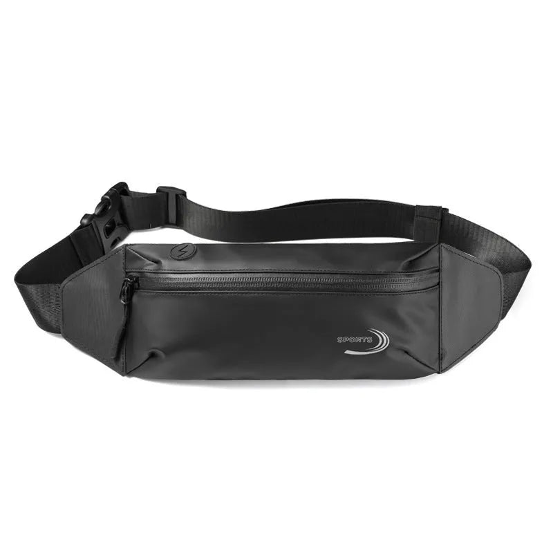 Men's blue waterproof Oxford polyester waist bag with adjustable strap and zip